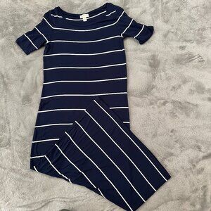 Loft Navy Striped Short Sleeve Maxi Column Dress Women's SMALL